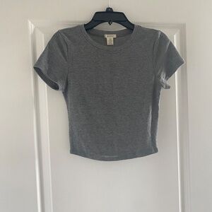 Bozzolo- Grey Ribbed Crop Top